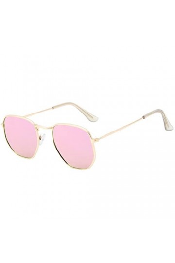 HIHELO Lunettes de soleil carrées en métal pour femme Lunettes de soleil vintage Mode féminine Lunettes miroir Verres colorés