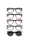 OPULIZE Met Pack 5 Lunettes De Lecture Avec Lecteur Soleil Rond Noir Brun Pourpre Vert Gris Hommes Femmes RRRRS60-12567 +2,50