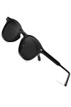 LVIOE LS2236 Lunettes de soleil rondes polarisées rétro vintage pour femme Protection UV, Noir
