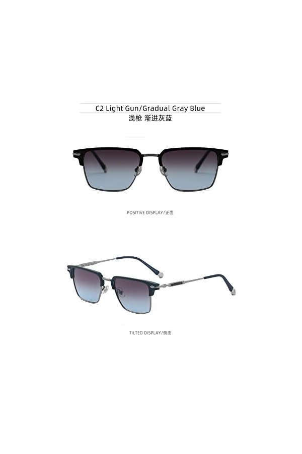 Lunettes de soleil polarisées à monture métallique semi-carrée pour hommes femmes rétro miroir lunettes de soleil pour la con