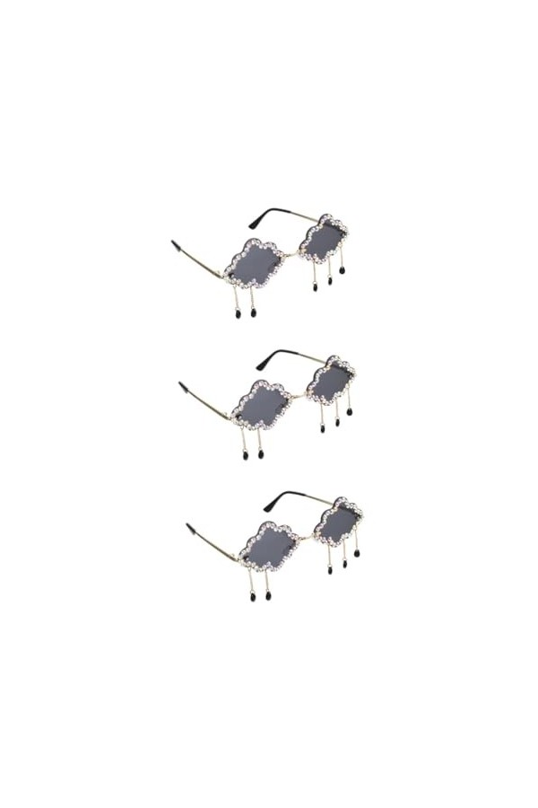 USHOBE 3 Paires Nuage Lunettes De Soleil Rave Accessoires Lunettes De Soleil Femme Sans Monture Vague Lunettes Nuages ​​Gland