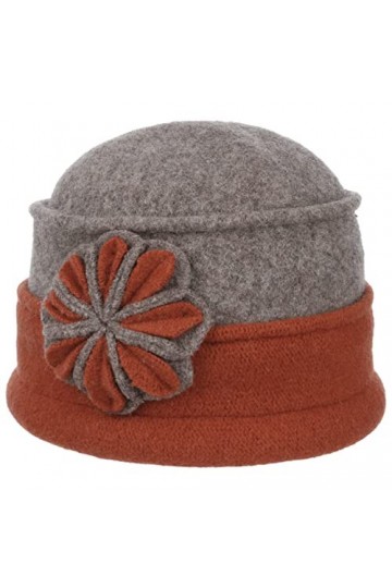 Seeberger Bonnet en Laine Foulée avec Fleur Bonnet en Laine Taille Unique - Terre Cuite 