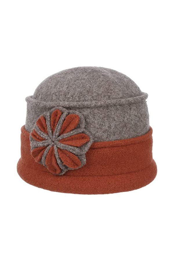 Seeberger Bonnet en Laine Foulée avec Fleur Bonnet en Laine Taille Unique - Terre Cuite 