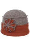 Seeberger Bonnet en Laine Foulée avec Fleur Bonnet en Laine Taille Unique - Terre Cuite 