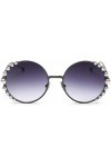 NIUASH Lunettes de Soleil polarisées Lunettes de Soleil Rondes Noires de Perles de Luxe pour Les Femmes Lunettes de Soleil su