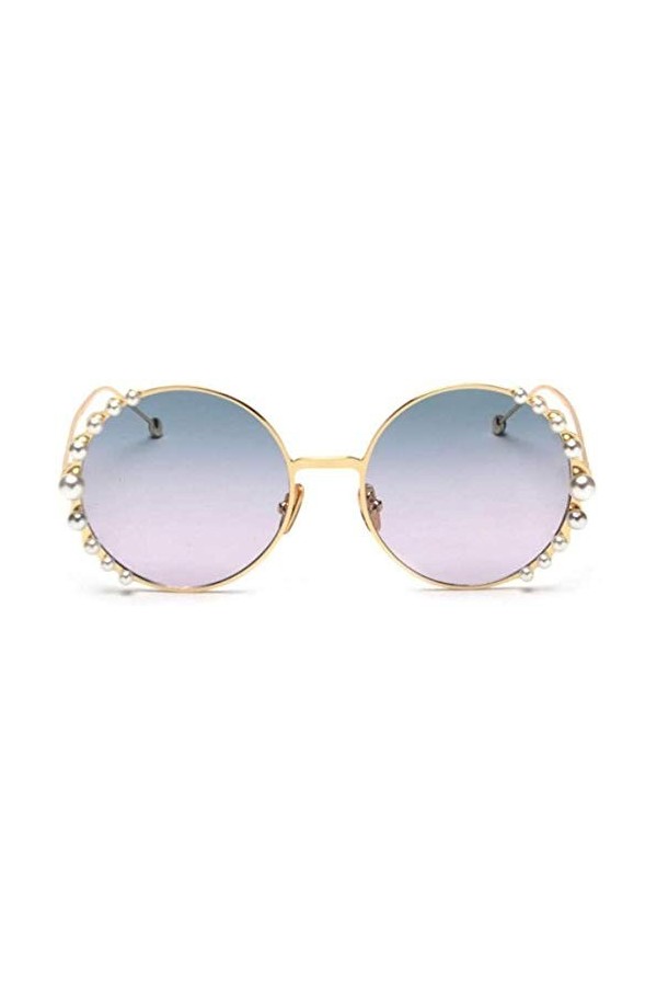 NIUASH Lunettes de Soleil polarisées Lunettes de Soleil Rondes Noires de Perles de Luxe pour Les Femmes Lunettes de Soleil su