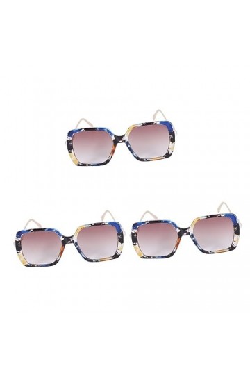 Garneck 3Pcs Lunettes De Soleil Personnalisées Dames Lunettes De Soleil Perles Lunettes De Soleil Décoratives Lunettes Carrée