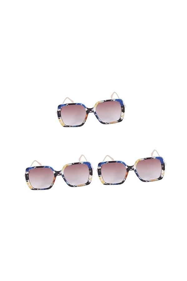 Garneck 3Pcs Lunettes De Soleil Personnalisées Dames Lunettes De Soleil Perles Lunettes De Soleil Décoratives Lunettes Carrée