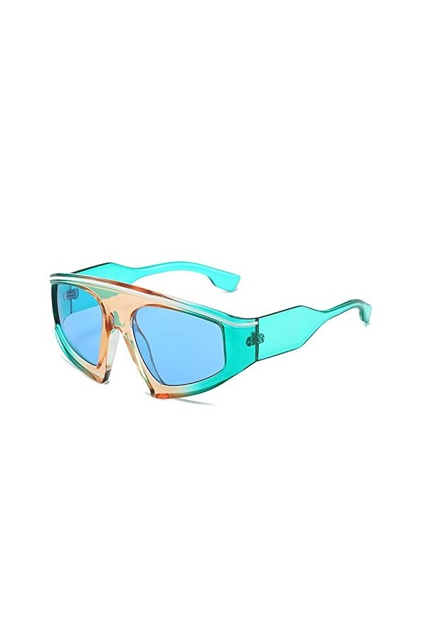 HCHES Lunettes de soleil steampunk femmes lunettes de soleil hommes sports nuances uv400 lunettes irrégulières, vert bleu, ta