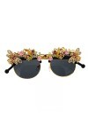 BAJIE Lunettes de Soleil à la Main Baroque Strass Fleur Abeille Lunettes de Soleil Lunettes de Soleil pour Femmes Cristal Lun