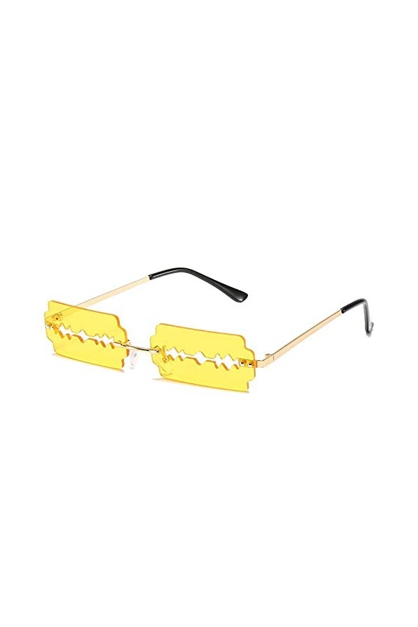 KUELXV Lunettes de soleil Unique Femmes Lunettes De Soleil Marque De Luxe Lunettes Rasoir Lame Forme Personnalité Dame Lunett