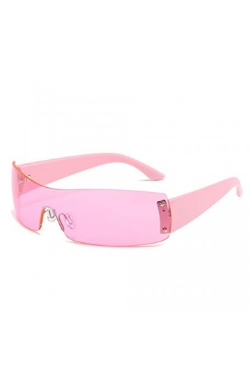 HCHES Lunettes de soleil rétro monobloc sans monture femmes lunettes de soleil rectangulaires dames enveloppant UV400 nuances
