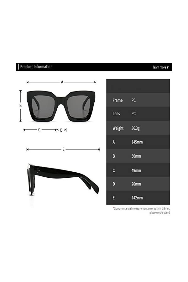 HCHES Lunettes de soleil yeux de chat femmes rétro carré lunettes femmes ongles lunettes de soleil nuances UV400 hommes, 4, t