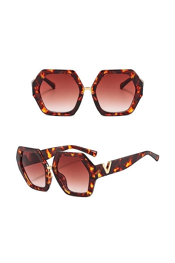 HPIRME Lunettes de soleil surdimensionnées rétro femmes Vintage grand cadre lunettes de soleil dames noir carré, C5, taille u