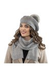 VIVISENCE Béret+Écharpe Classique Et Élégant Idéal pour Hiver 7035Kmpl, Gris Clair,UNI