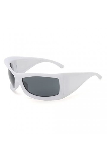 Lunettes de soleil pour femmes Steampunk lunettes de soleil hommes carré épais conduite Sport Hip Hop lunettes nuances, blanc