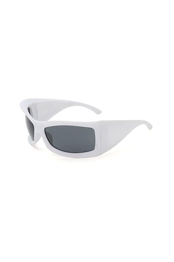 Lunettes de soleil pour femmes Steampunk lunettes de soleil hommes carré épais conduite Sport Hip Hop lunettes nuances, blanc
