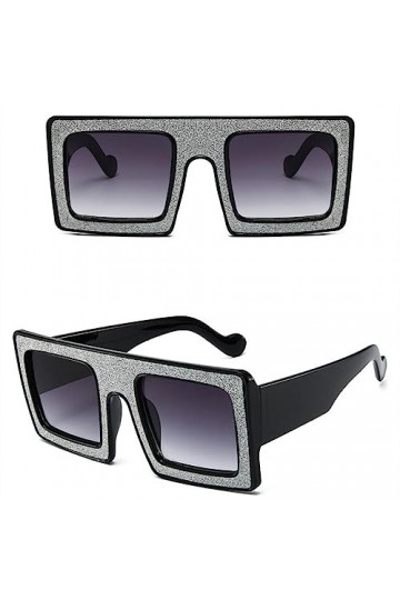 HPIRME Lunettes de soleil carrées à monture brillante homme femme nuances dégradées lunettes de soleil surdimensionnées vinta