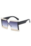 Lunettes de Soleil Carrées en Cristal Diamant Femmes Mode One Piece Bling Lunettes de Soleil Hommes Luxe Strass Nuances Lunet