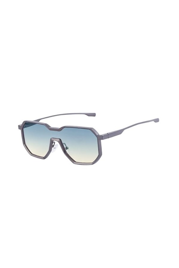 Lunettes de Soleil Carrées Irrégulières pour Femmes Mode Une Pièce Effacer Dégradé Miroir Nuances UV400 Hommes Punk Lunettes 