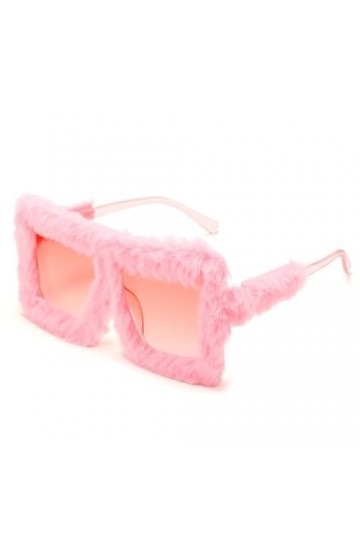 XNASU Lunettes de Soleil en Fourrure Douce Femmes Lunettes de Soleil en Velours faites à la Main Femme Lunettes carrées surdi