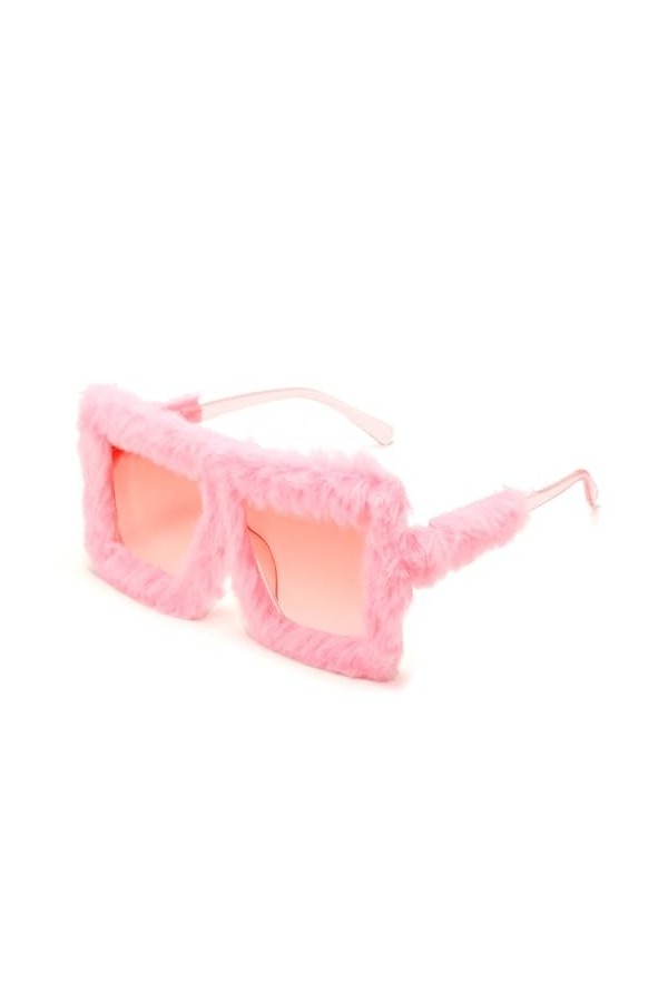 XNASU Lunettes de Soleil en Fourrure Douce Femmes Lunettes de Soleil en Velours faites à la Main Femme Lunettes carrées surdi