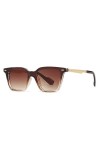 HCHES Carré Femmes Rivets Lunettes De Soleil Rétro Dégradé Nuances UV400 Hommes Lunettes De Soleil,Tea tea gradient,One size