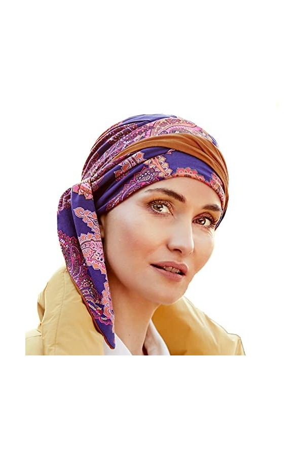 Christine Headwear Beatrice Turban avec Rubans Bandeau, Paisley Swirls, Taille Unique Femme