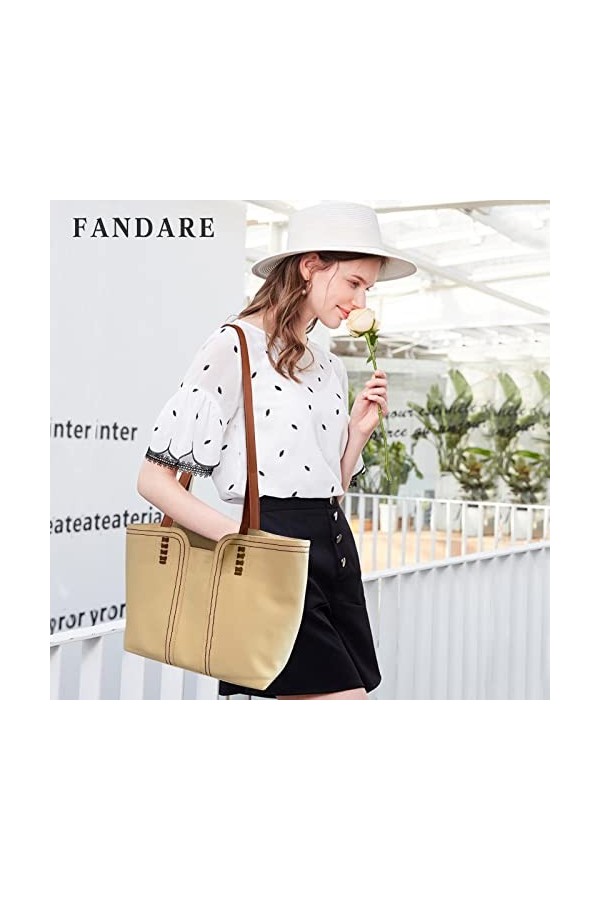 FANDARE Femmes Toile Sac à Main Sac Fourre Multifonctionnel Sacs Portés Épaule Grande Capacité Sac Dépaule Sacs Cabas Sac Ho