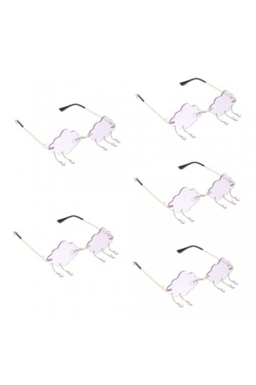USHOBE 5Pcs Lunettes De Soleil Cristal Gland Lunettes Disco Lunettes De Soleil Lunettes Rave Lunettes Nuage Sans Monture Femm