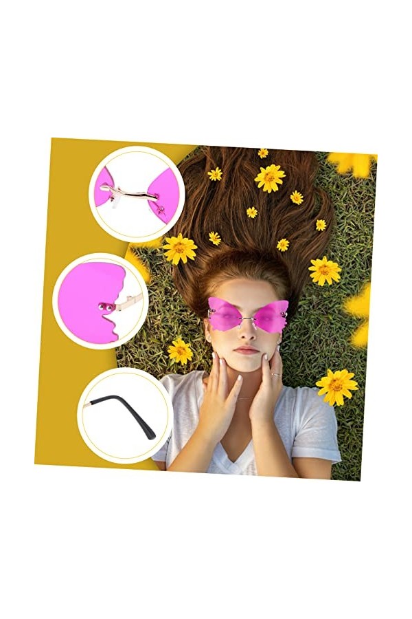 Gadpiparty 5 Pièces Lunettes De Soleil Sans Monture Lunettes De Déguisement Lunettes Élégantes Lunettes Femme Lunettes De Fée