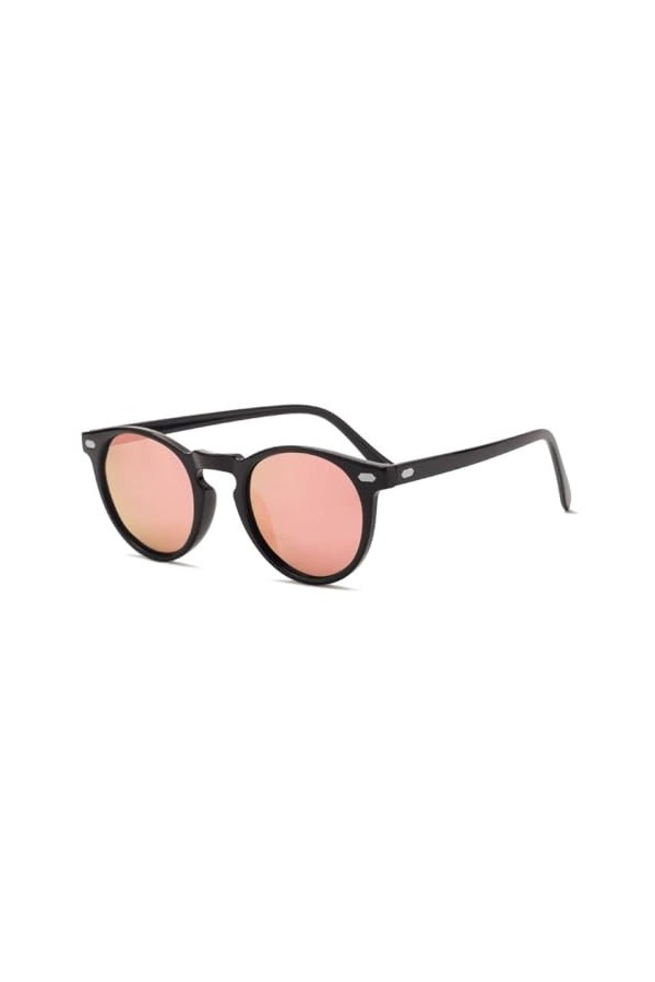 SONISA Lunettes de soleil polarisées hommes femmes mode ronde TAC lentille cadre conduite lunettes de soleil UV400, C5 noir r