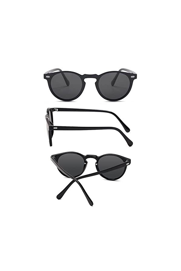 SONISA Lunettes de soleil polarisées hommes femmes mode ronde TAC lentille cadre conduite lunettes de soleil UV400, C5 noir r