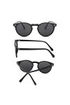 SONISA Lunettes de soleil polarisées hommes femmes mode ronde TAC lentille cadre conduite lunettes de soleil UV400, C5 noir r