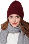 prettystern Bonnet Beanie tricoté Unisexe 100% Cachemire Ourlet plissé Rayures Tient Chaud Homme et Femme - KM19 Jaune