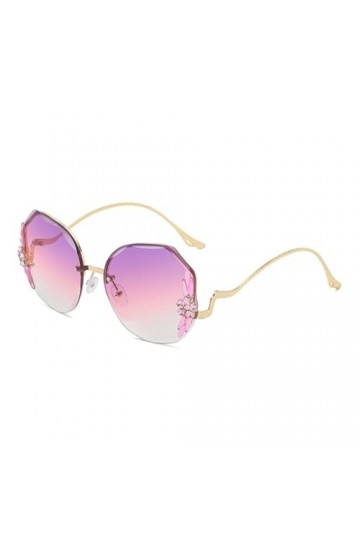 HPIRME Lunettes de soleil fleur diamant femmes UV400 lunettes de soleil rétro lunettes de soleil sans monture strass, 3, tail