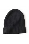 prettystern Bonnet Beanie tricoté Unisexe 100% Cachemire Ourlet plissé Rayures Tient Chaud Homme et Femme - KM19 Jaune