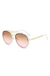 Lunettes de soleil Femmes Hommes Lunettes de Soleil pour Femme Vintage Lady Gradient Shades UV400, Blanc, Taille Unique