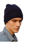 prettystern Bonnet Beanie tricoté Unisexe 100% Cachemire Ourlet plissé Rayures Tient Chaud Homme et Femme - KM19 Jaune