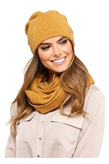 Kamea Anna Ensemble dhiver pour femme, 2&nbsp;pièces composés dune écharpe pré-roulottée et dun bonnet dhiver, fabriqué en Uni