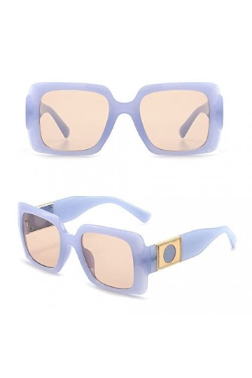 HCHES Lunettes de soleil carrées beiges épaisses femmes décoration vintage lunettes de soleil homme femme lunettes, thé bleu,