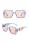 HCHES Lunettes de soleil carrées beiges épaisses femmes décoration vintage lunettes de soleil homme femme lunettes, thé bleu,