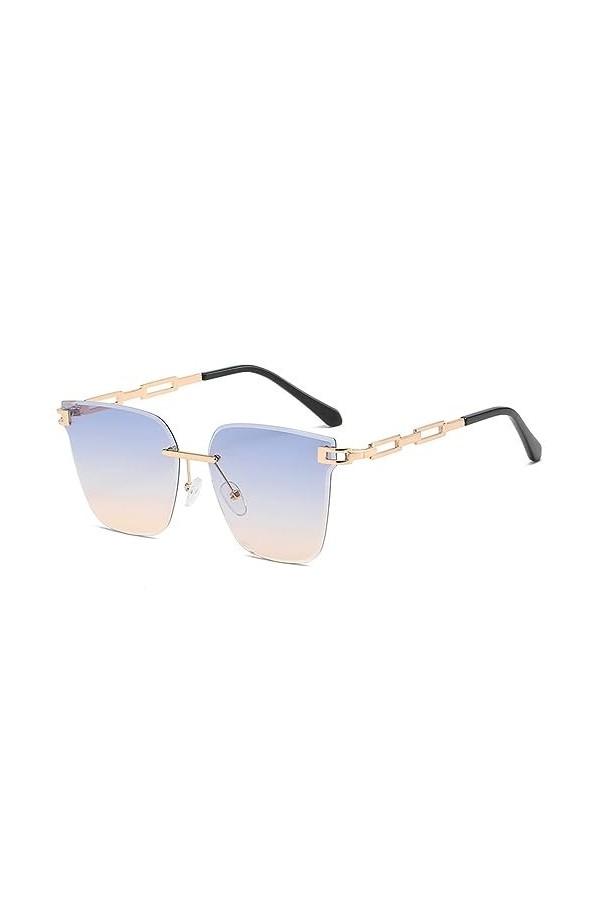 HCHES Lunettes de soleil yeux de chat femmes lunettes de soleil sans monture femme sans cadre gris conduite nuances UV400, 1,