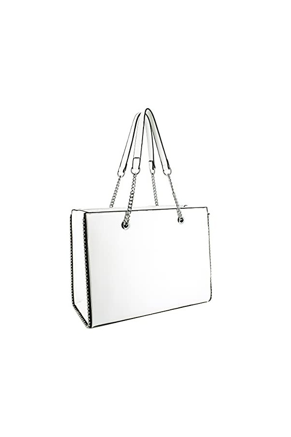 Sac à Main Femme Chaîne Perle Bille Clou - Sac Cabas Cours Grand Format A4 Lycée - Sac Shopping Fourre-Tout Taille XL - Sac V