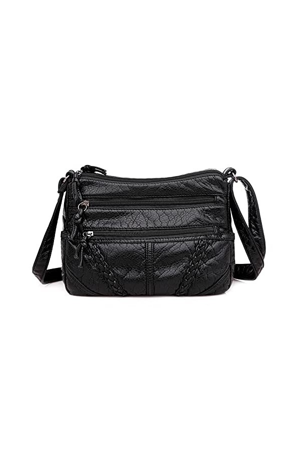 FANDARE Rétro Sac à bandoulière Femmes Sac a Main Impermeable PU Cuir Sacs Portés épaule Besace Sacoche Messenger Téléphone B