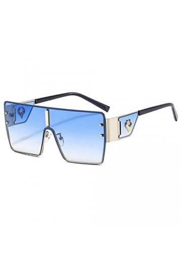 HPIRME Lunettes de soleil rétro carrées en métal pour femmes UV400 Lunettes de soleil vintage punk surdimensionnées Conduite 