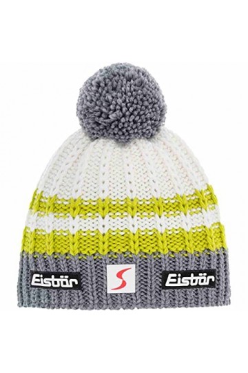 Eisbär Kova SP Bonnet à pompon Gris/citron vert/blanc