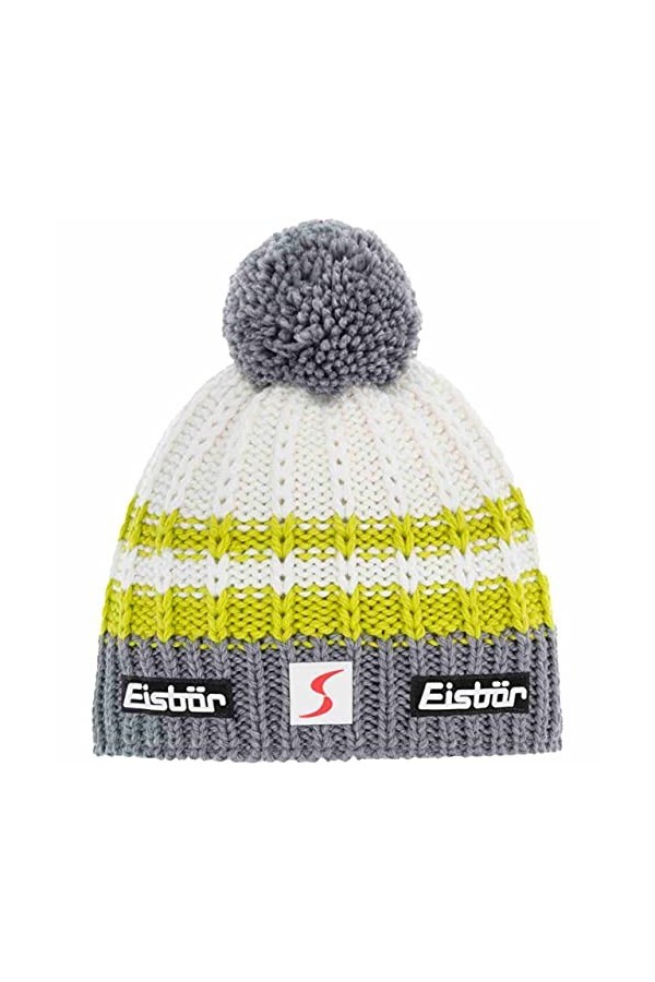 Eisbär Kova SP Bonnet à pompon Gris/citron vert/blanc