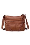 FANDARE Rétro Sac à bandoulière Femmes Sac a Main Impermeable PU Cuir Sacs Portés épaule Besace Sacoche Messenger Téléphone B