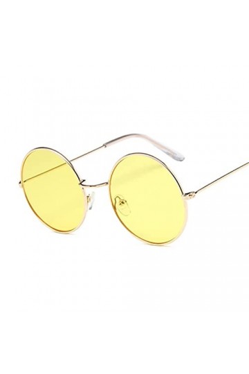 HIHELO Lunettes de soleil vintage rondes lunettes de soleil femme lunettes de soleil pour femme alliage miroir or jaune